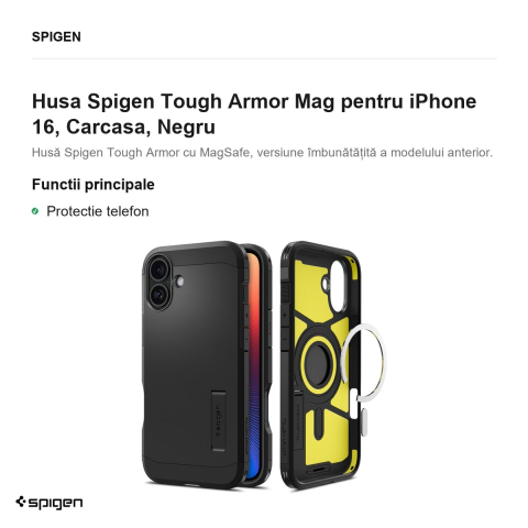 Husa Spigen Tough Armor Mag pentru iPhone 16, Carcasa, Negru [1]