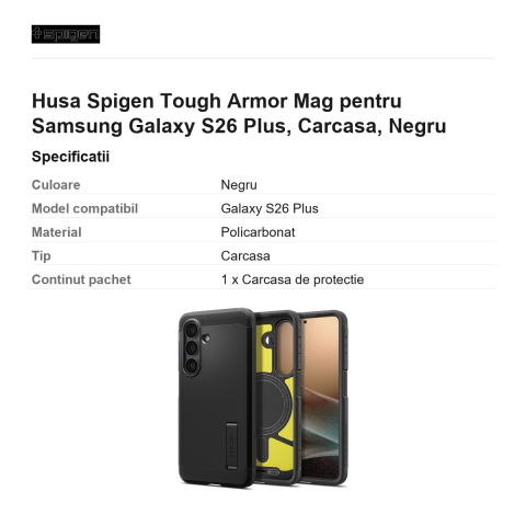 Husa Spigen Tough Armor Mag pentru Samsung Galaxy S26 Plus, Carcasa, Negru [2]