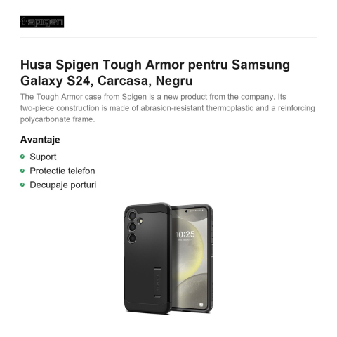 Husa Spigen Tough Armor pentru Samsung Galaxy S24, Carcasa, Negru [1]