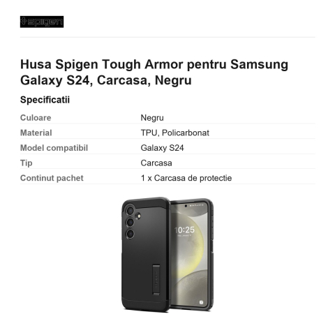 Husa Spigen Tough Armor pentru Samsung Galaxy S24, Carcasa, Negru [2]