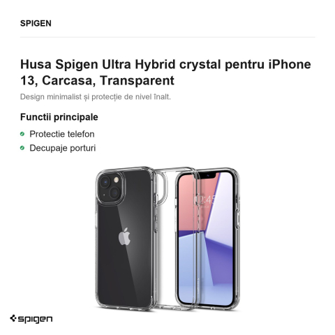 Husa Spigen Ultra Hybrid crystal pentru iPhone 13, Carcasa, Transparent [1]