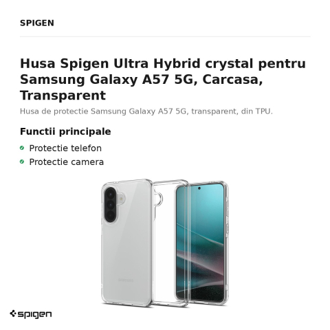 Husa Spigen Ultra Hybrid crystal pentru Samsung Galaxy A57 5G, Carcasa, Transparent [1]