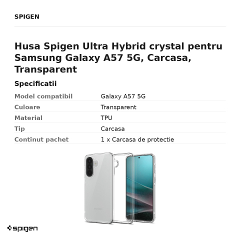 Husa Spigen Ultra Hybrid crystal pentru Samsung Galaxy A57 5G, Carcasa, Transparent [2]