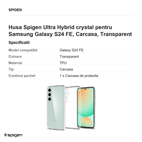 Husa Spigen Ultra Hybrid crystal pentru Samsung Galaxy S24 FE, Carcasa, Transparent [2]