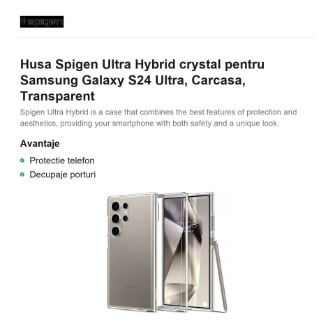 Husa Spigen Ultra Hybrid crystal pentru Samsung Galaxy S24 Ultra, Carcasa, Transparent [1]