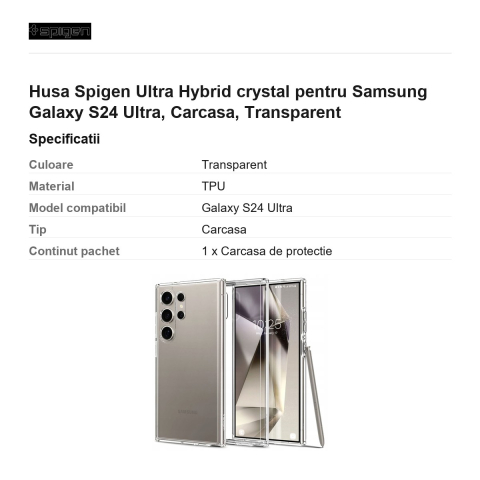 Husa Spigen Ultra Hybrid crystal pentru Samsung Galaxy S24 Ultra, Carcasa, Transparent [2]