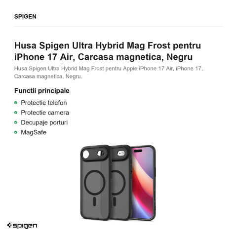 Husa Spigen Ultra Hybrid Mag Frost pentru iPhone 17 Air, Carcasa magnetica, Negru [1]