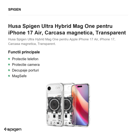 Husa Spigen Ultra Hybrid Mag One pentru iPhone 17 Air, Carcasa magnetica, Transparent [1]