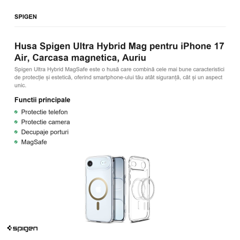 Husa Spigen Ultra Hybrid Mag pentru iPhone 17 Air, Carcasa magnetica, Auriu [1]