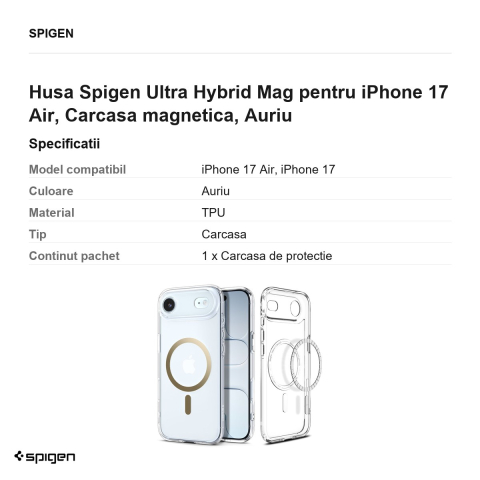 Husa Spigen Ultra Hybrid Mag pentru iPhone 17 Air, Carcasa magnetica, Auriu [2]