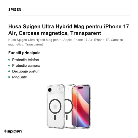 Husa Spigen Ultra Hybrid Mag pentru iPhone 17 Air, Carcasa magnetica, Transparent [1]
