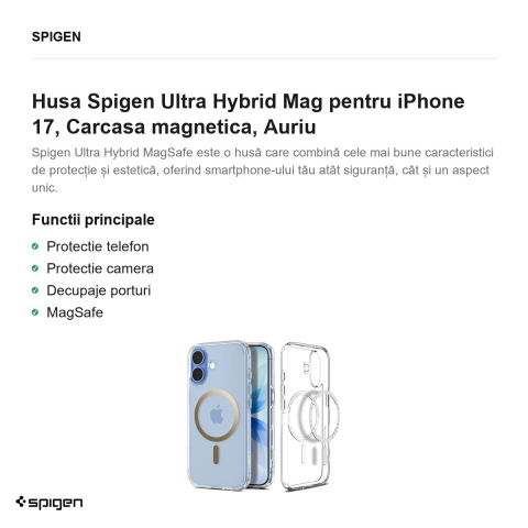 Husa Spigen Ultra Hybrid Mag pentru iPhone 17, Carcasa magnetica, Auriu [1]