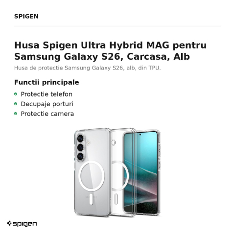 Husa Spigen Ultra Hybrid MAG pentru Samsung Galaxy S26, Carcasa, Alb [1]