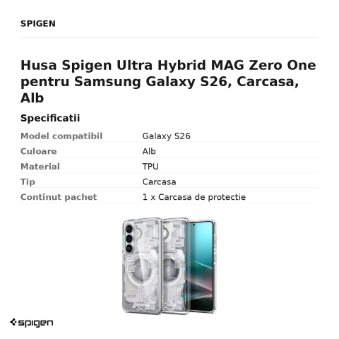 Husa Spigen Ultra Hybrid MAG Zero One pentru Samsung Galaxy S26, Carcasa, Alb [2]
