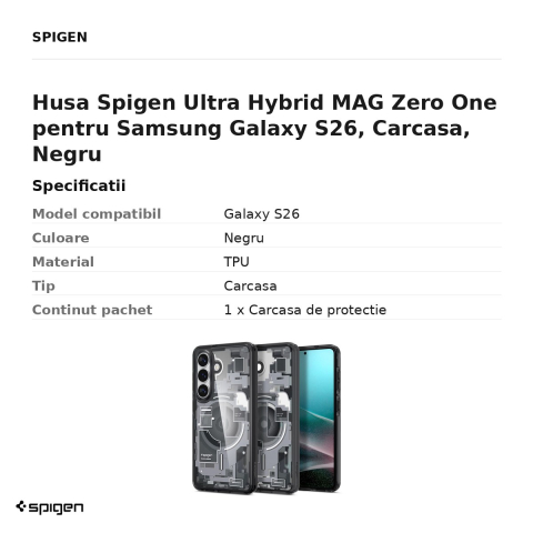 Husa Spigen Ultra Hybrid MAG Zero One pentru Samsung Galaxy S26, Carcasa, Negru [2]