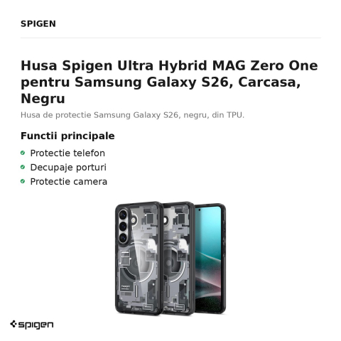 Husa Spigen Ultra Hybrid MAG Zero One pentru Samsung Galaxy S26, Carcasa, Negru [1]