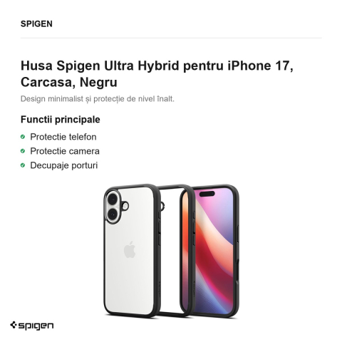Husa Spigen Ultra Hybrid pentru iPhone 17, Carcasa, Negru [1]