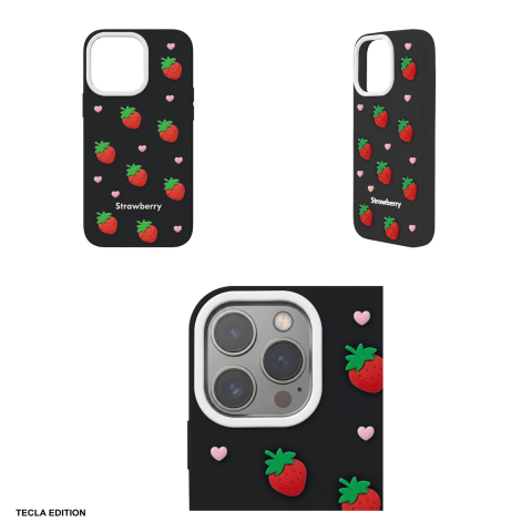 Husa Strawberry pentru Apple iPhone 12 Pro, iPhone 12, Carcasa, Negru [3]
