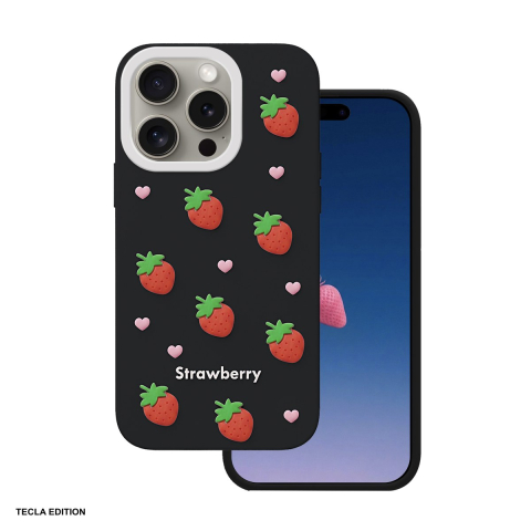 Huse si protectii smartphone - Husa Strawberry pentru iPhone 14 Pro, Carcasa, Negru