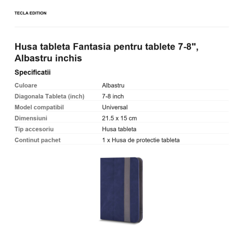 Husa tableta Fantasia pentru tablete 7-8", Albastru inchis [2]