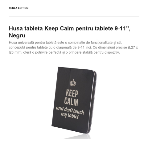 Husa tableta Keep Calm pentru tablete 9-11", Negru [1]
