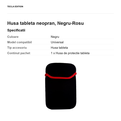 Husa tableta neopran pentru tablete 7", Negru-Rosu [2]