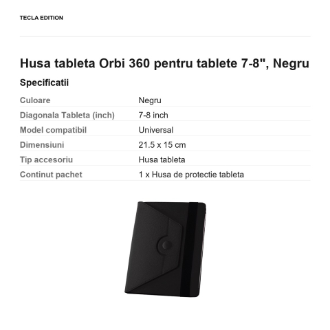 Husa tableta Orbi 360 pentru tablete 7-8", Negru [2]
