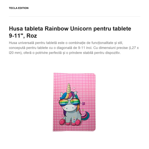 Husa tableta Rainbow Unicorn pentru tablete 9-11", Roz [1]