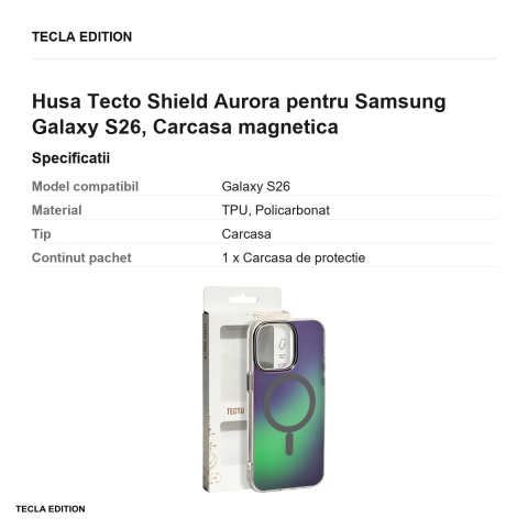 Husa Tecto Shield Aurora pentru Samsung Galaxy S26, Carcasa magnetica, Gri [2]