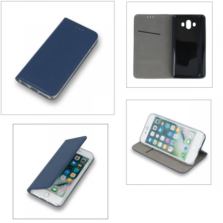 Husa tip carte, compatibila cu Motorola Edge 50 Ultra, premium flip book cu inchidere magnetica si functie stand, buzunar card, albastru mat [4]