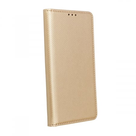 Huse si protectii smartphone - Husa tip carte, compatibila cu Motorola Moto G54 5G / G54 5G Power Edition, premium flip book cu inchidere magnetica si functie stand, buzunar card, auriu