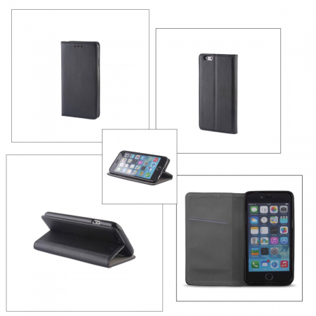 Husa tip carte, compatibila cu Samsung Galaxy A34 5G, premium flip book cu inchidere magnetica si functie stand, buzunar card, neagra [3]