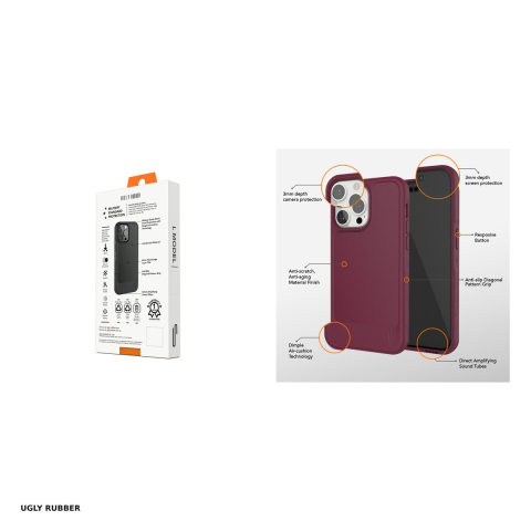 Husa Ugly Rubber L pentru iPhone 15 Plus, Carcasa, Negru [4]