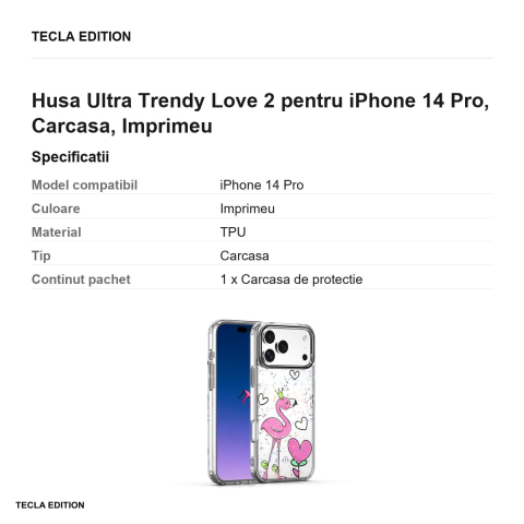 Husa Ultra Trendy Love 2 pentru iPhone 14 Pro, Carcasa, Imprimeu [2]