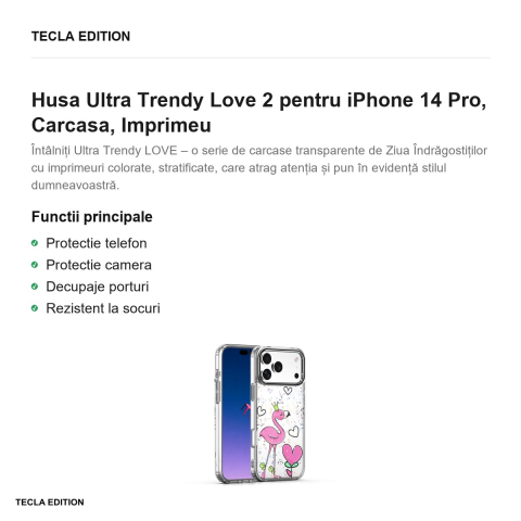Husa Ultra Trendy Love 2 pentru iPhone 14 Pro, Carcasa, Imprimeu [1]