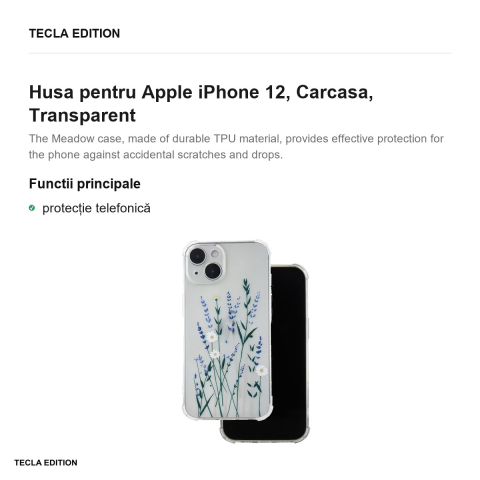 Husa Ultra Trendy Meadow 3 pentru Apple iPhone 12, Carcasa, Transparent [1]