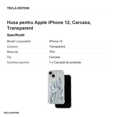Husa Ultra Trendy Meadow 3 pentru Apple iPhone 12, Carcasa, Transparent [2]