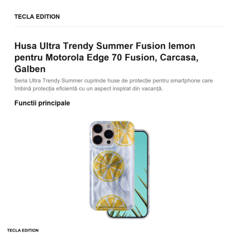 Husa Ultra Trendy Summer Fusion lemon pentru Motorola Edge 70 Fusion, Carcasa, Galben [1]