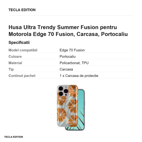 Husa Ultra Trendy Summer Fusion pentru Motorola Edge 70 Fusion, Carcasa, Portocaliu [2]