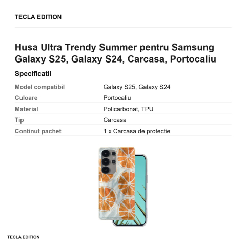 Husa Ultra Trendy Summer pentru Samsung Galaxy S25, Galaxy S24, Carcasa, Portocaliu [2]