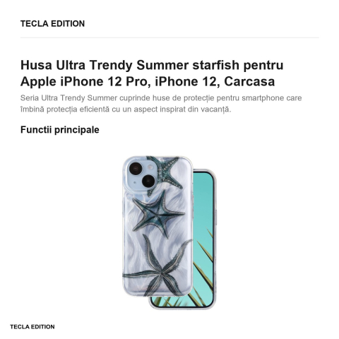 Husa Ultra Trendy Summer starfish pentru Apple iPhone 12 Pro, iPhone 12, Carcasa, Imprimeu [1]