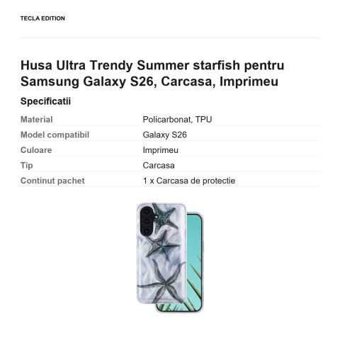 Husa Ultra Trendy Summer starfish pentru Samsung Galaxy S26, Carcasa, Imprimeu [2]