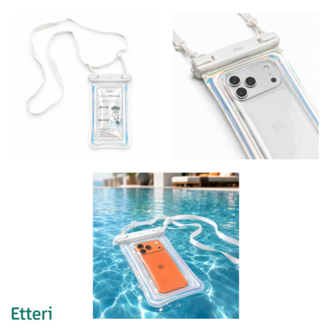 Husa universala Etteri Floating Waterproof neon, Carcasa, curea reglabila, impermeabil, incarcare wireless, TPU (poliuretan termoplastic), ABS, Alb [3]