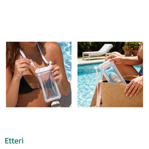 Husa universala Etteri Floating Waterproof neon, Carcasa, curea reglabila, impermeabil, incarcare wireless, TPU (poliuretan termoplastic), ABS, Alb [4]