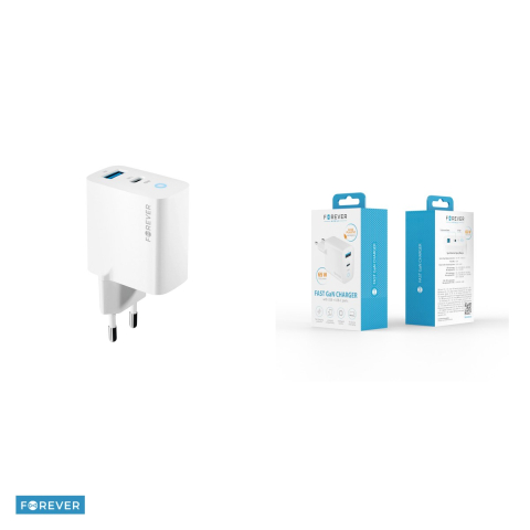 Incarcator Forever TC-06-65AC, GaN PD QC 65 W, 1x USB-C + 1x USB, alb [4]