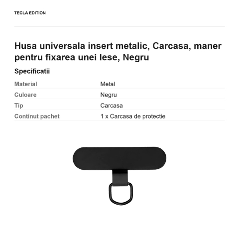 Insertie metalica universala pentru prinderea snurului la telefon, Negru [2]