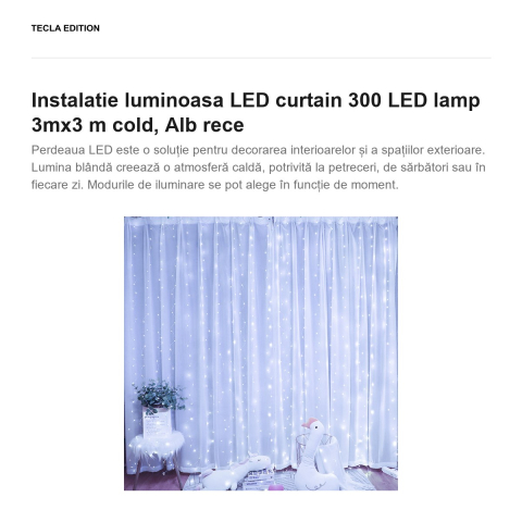 Instalatie luminoasa LED curtain 300 LED lamp 3mx3 m lumina rece [1]