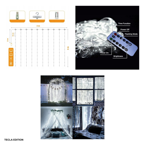 Instalatie luminoasa LED curtain 300 LED lamp 3mx3 m lumina rece [3]