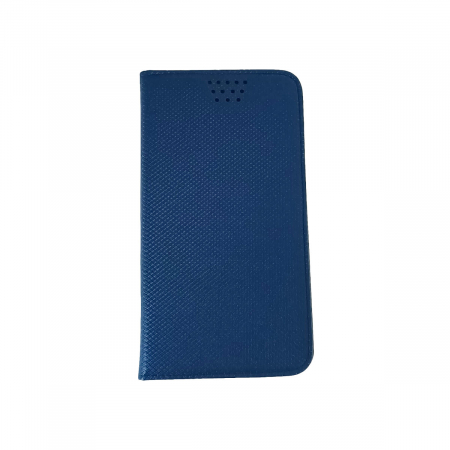 Huse si protectii diverse pentru Xiaomi - Husa universala pentru smartphone cu ecran de 4.7 inch pana la 5.3 inch, 150mm x 75mm, tip carte, cu inchidere magnetica si functie stand, buzunar card, Smart Flipbook Universal Silicon, albastru inch