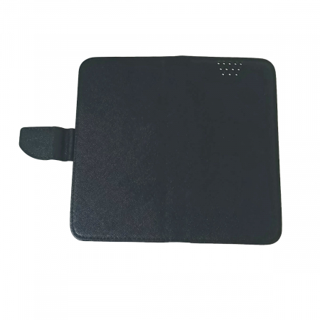 Husa universala pentru smartphone cu ecran de 5.5 inch pana la 5.7 inch, 160mm x 80mm, tip carte, cu inchidere magnetica si functie stand, buzunar card, Smart Flipbook Universal, neagra [4]